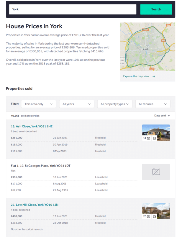 house sold prices rightmove