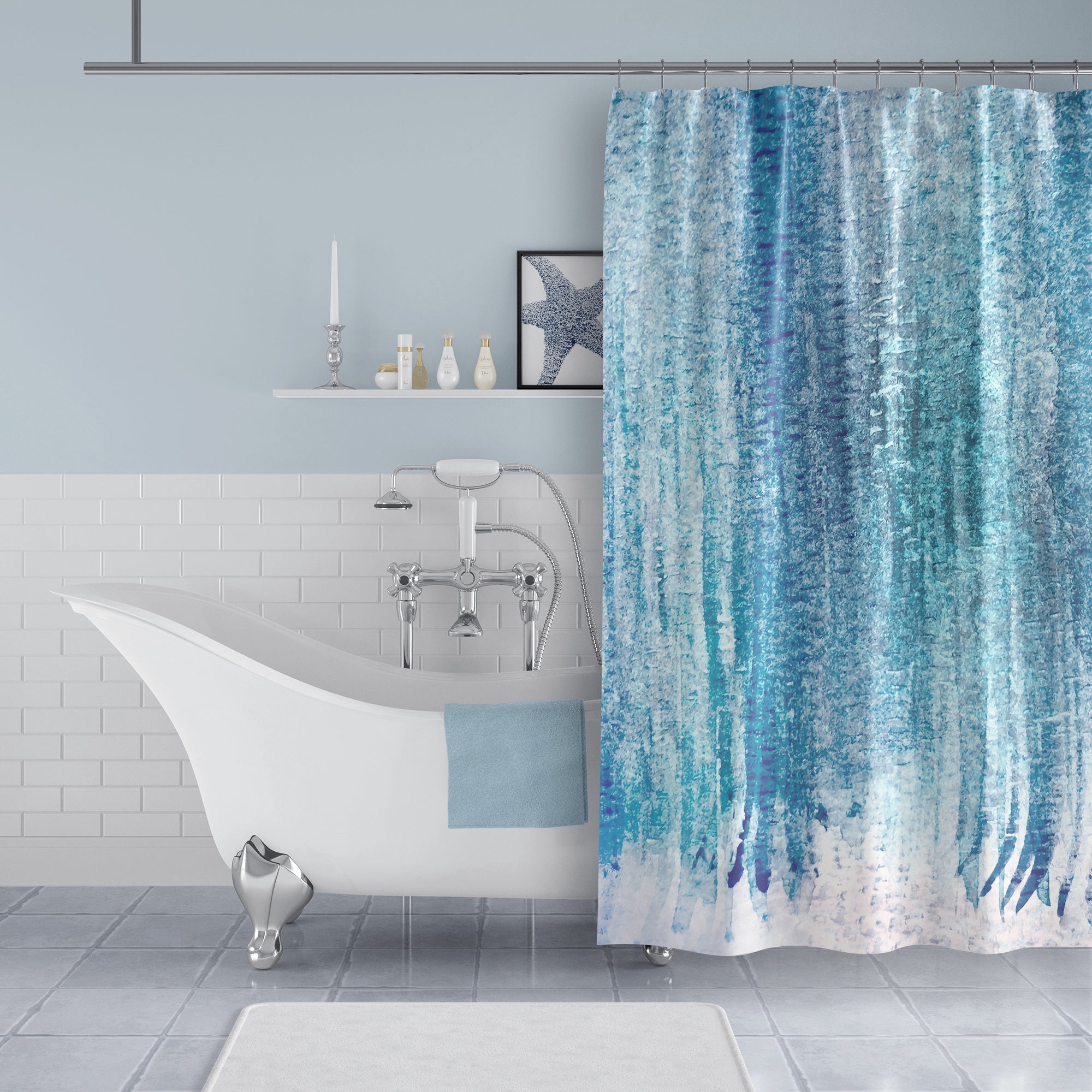 shower curtains in blue