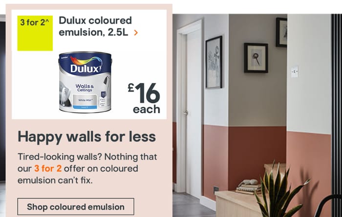 b&q paint 3 for 2 offer