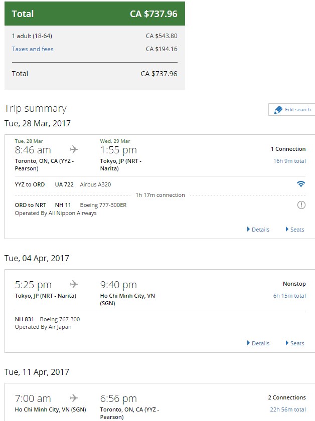 cheap flights from toronto to ho chi minh city