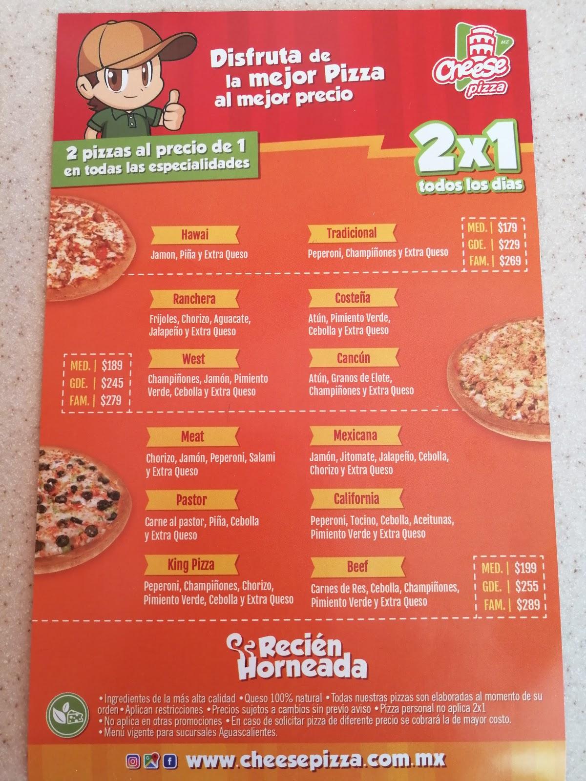 cheese pizza menu aguascalientes