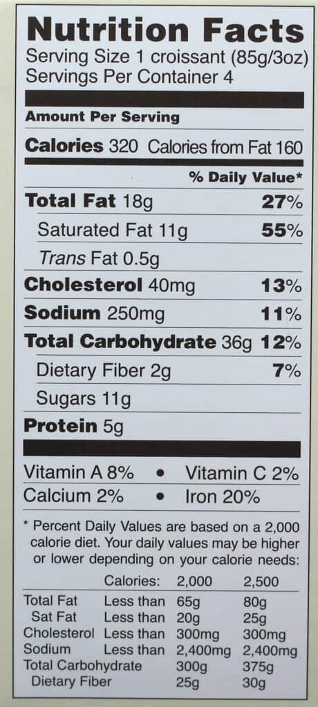 chocolate croissant nutrition info