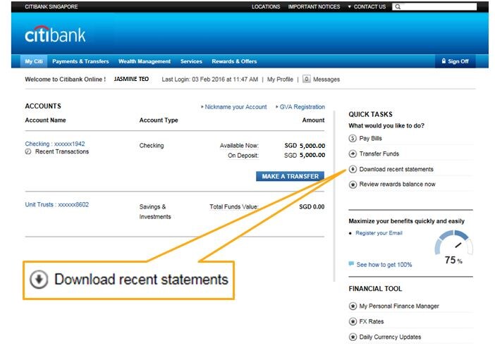 citibank loan statement