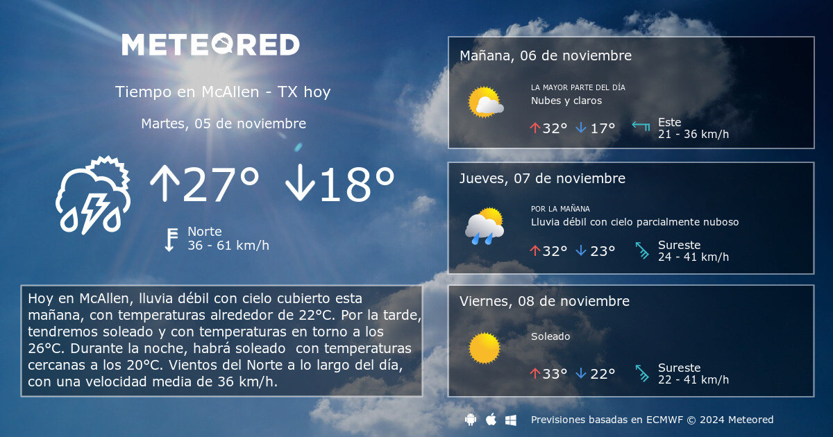 clima en mcallen texas por hora