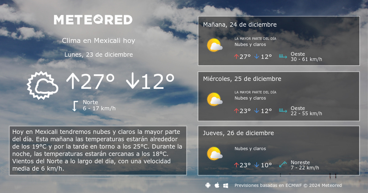 clima mexicali hoy por hora