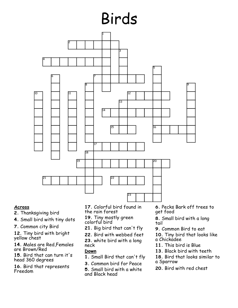 common bird crossword