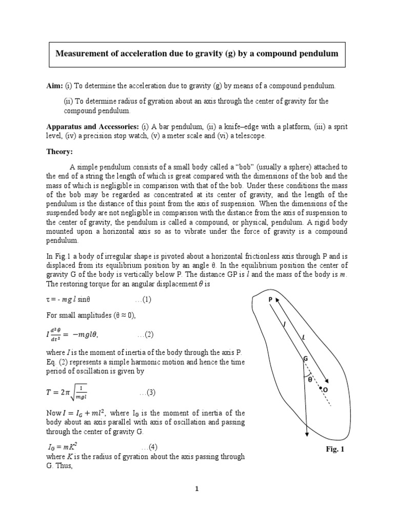 compound pendulum experiment lab report