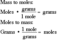 convert grams to moles