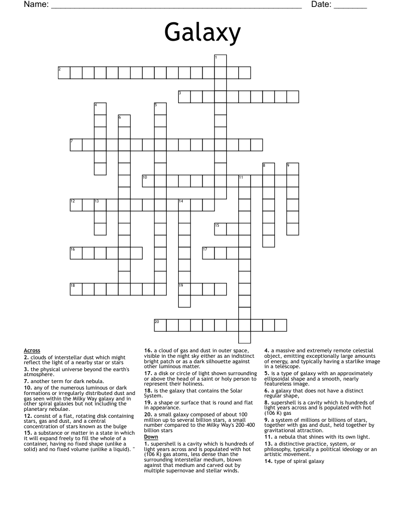 cosmic dust or gas clouds crossword