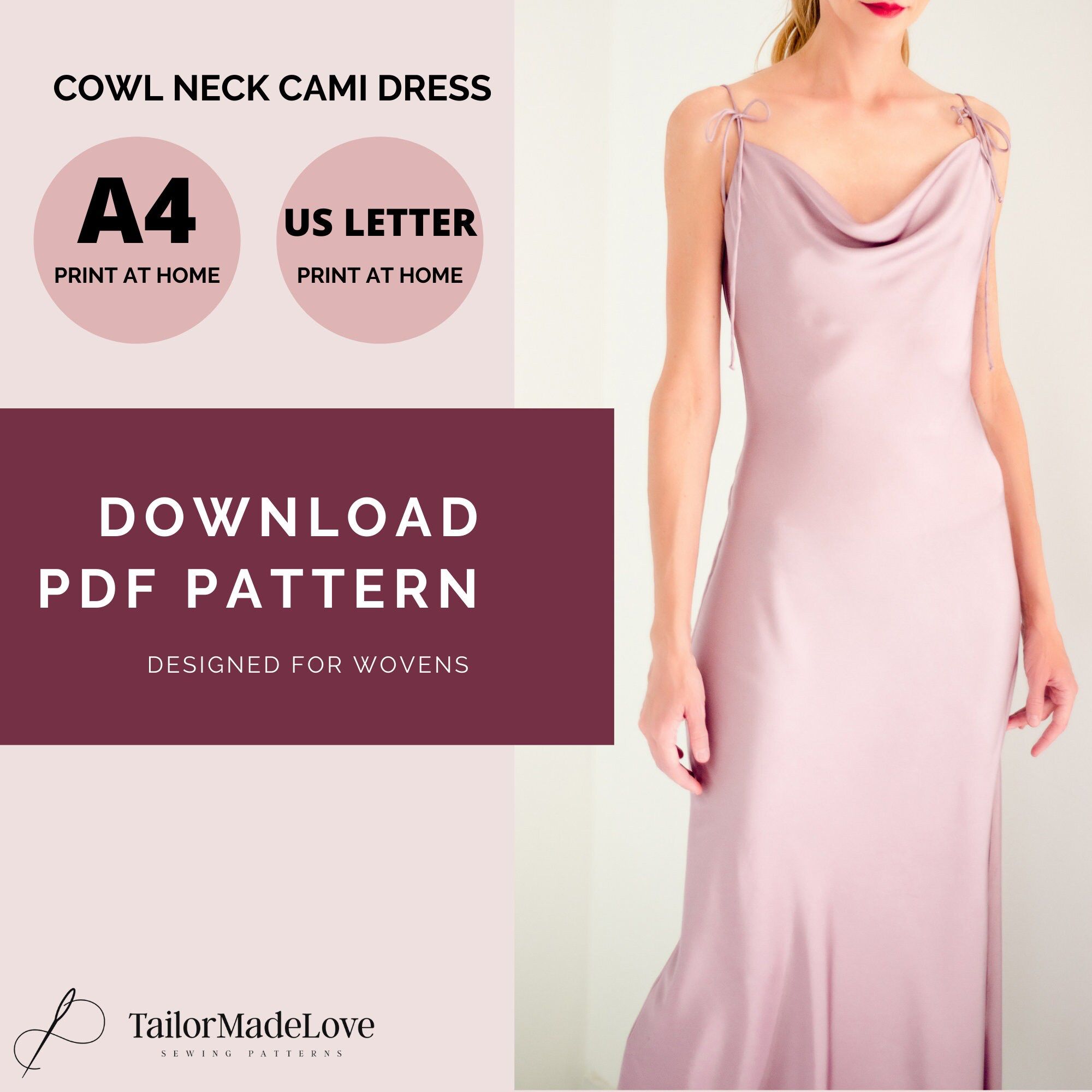 cowl neckline dress pattern