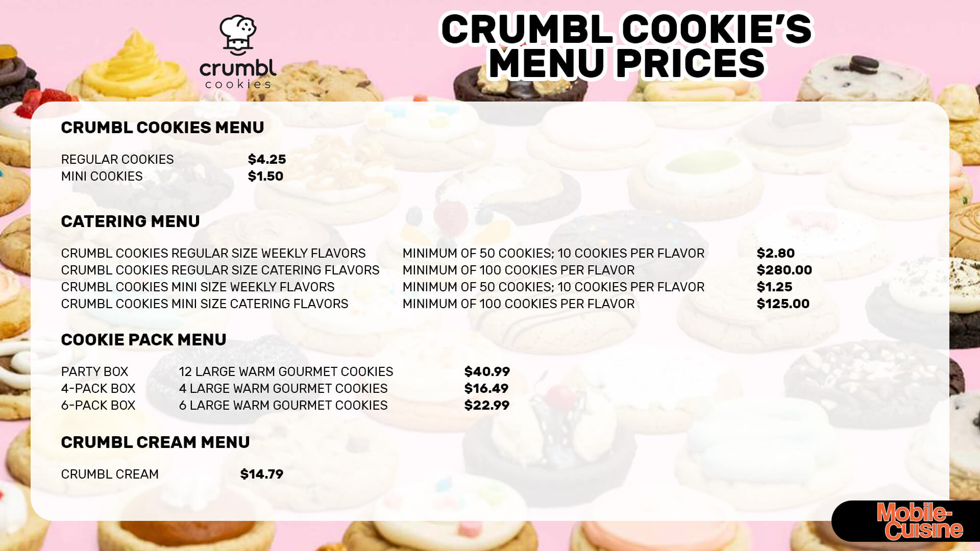 crumbl cookies - holland menu