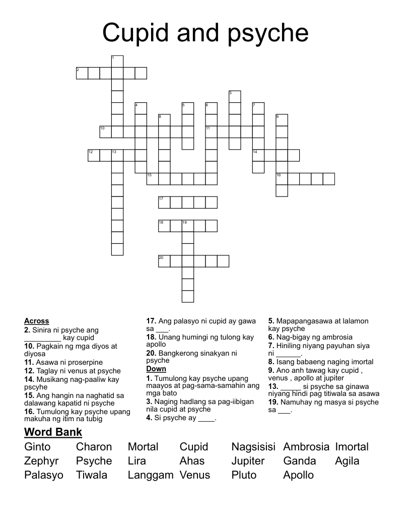 cupid crossword