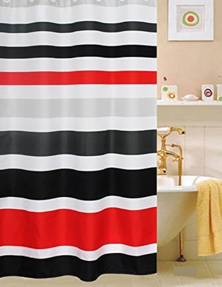 multi colored striped shower curtain