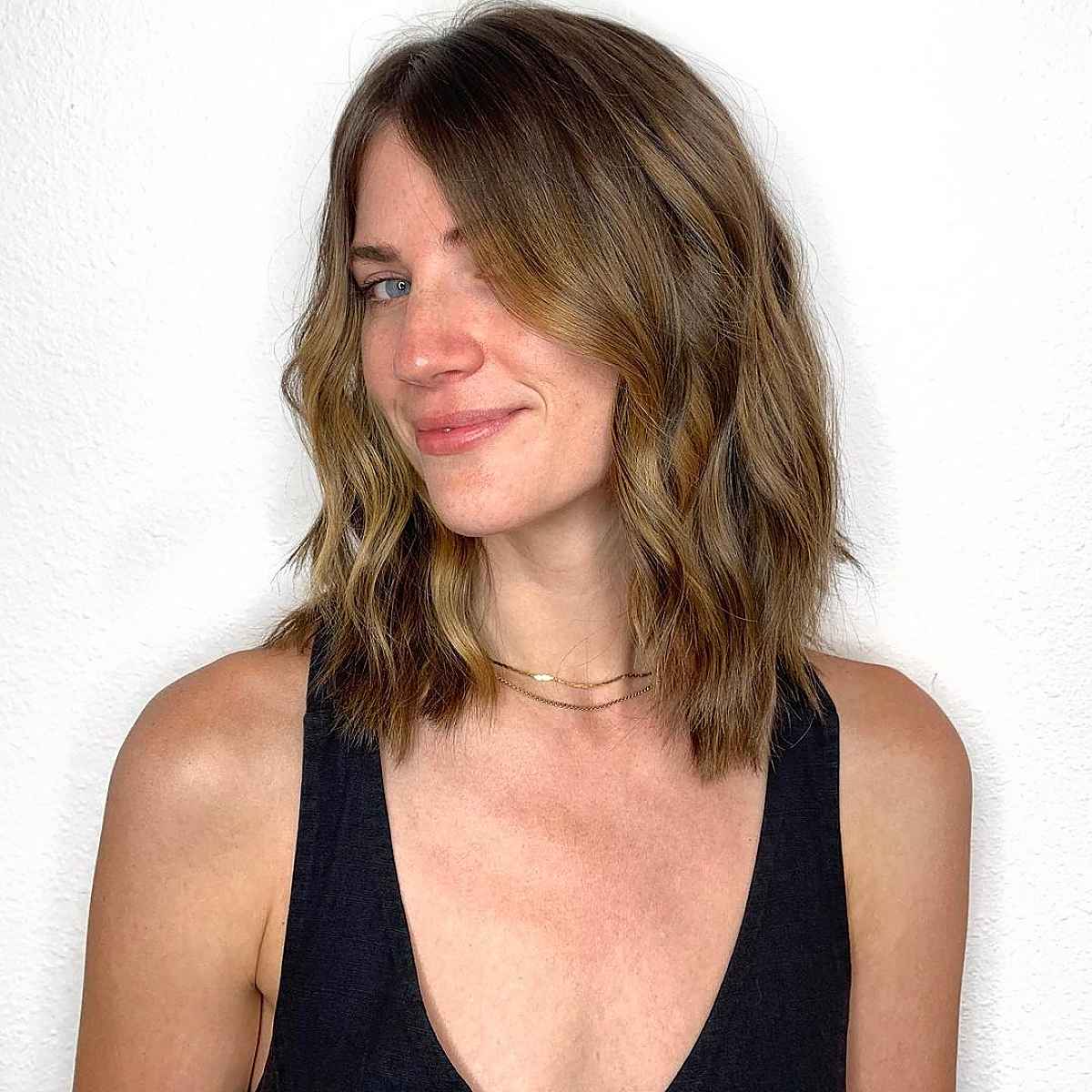 wavy low maintenance shoulder length hairstyles