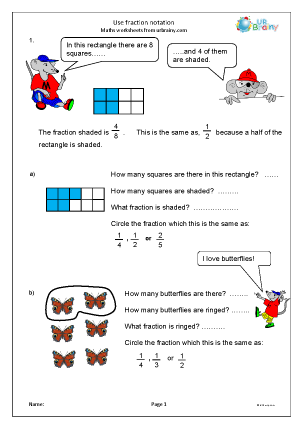 fractions year 3 worksheets