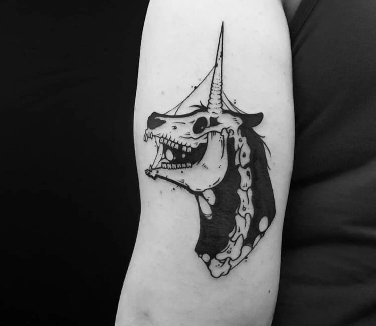 unicorn skull tattoo