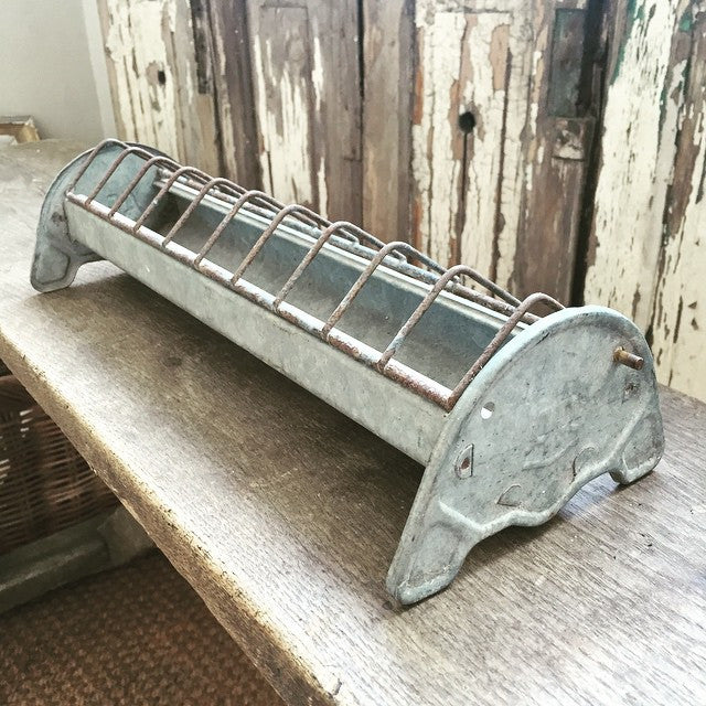 vintage galvanised chicken feeder