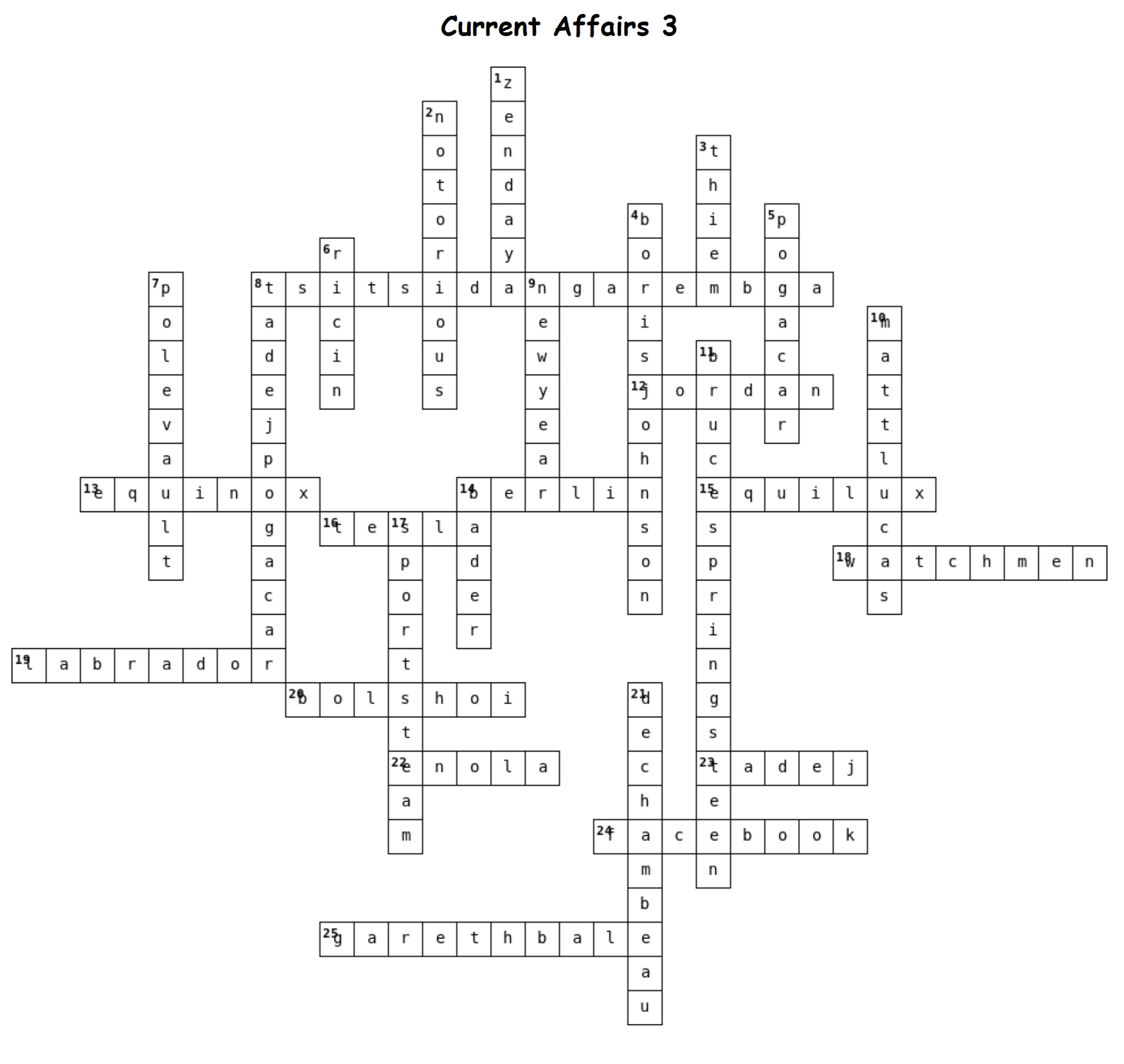 affairs crossword clue