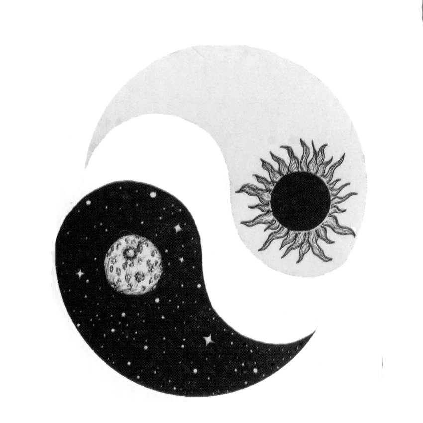 yin yang sol y luna tatuaje