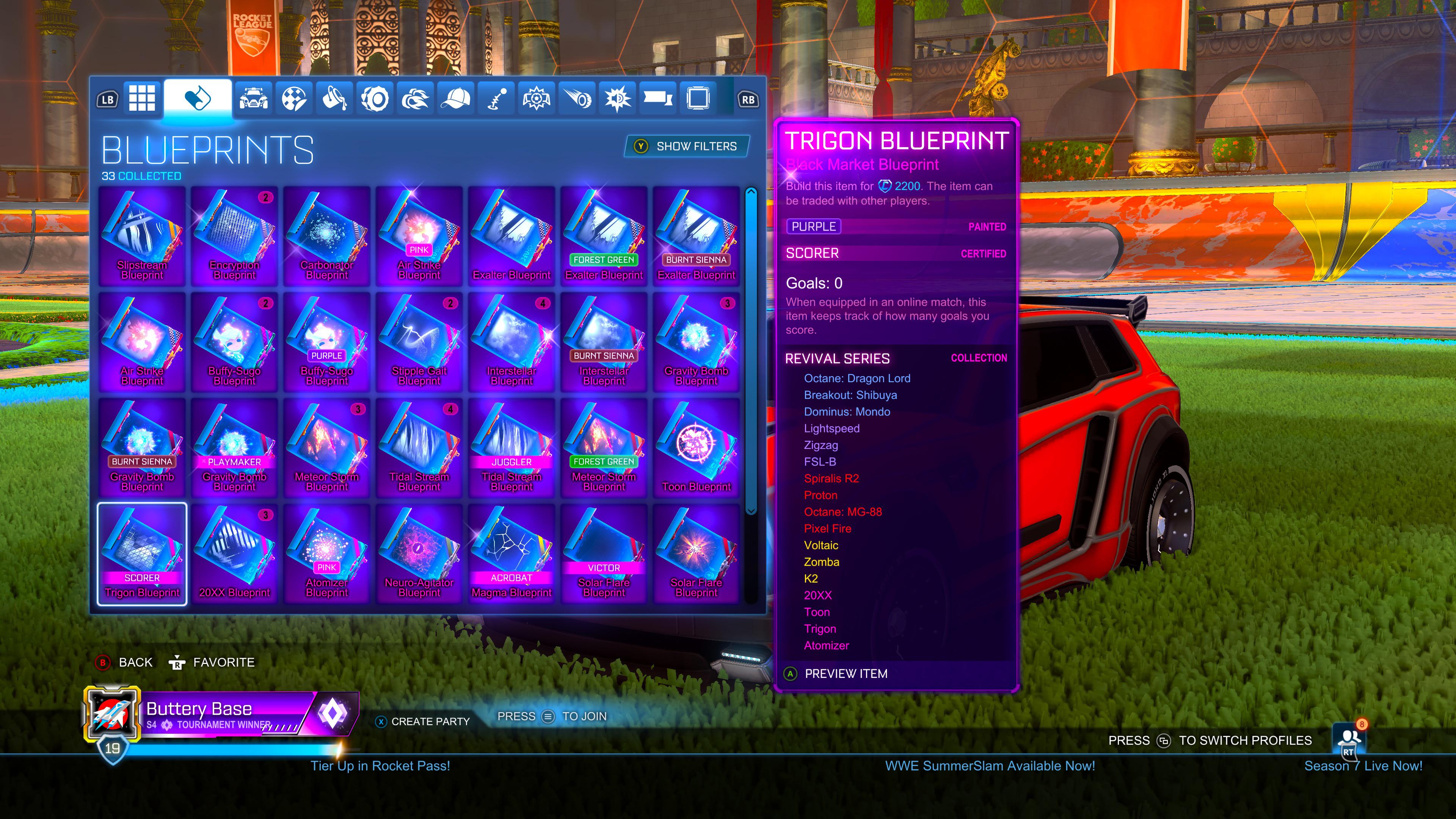 rocket league blueprint prices