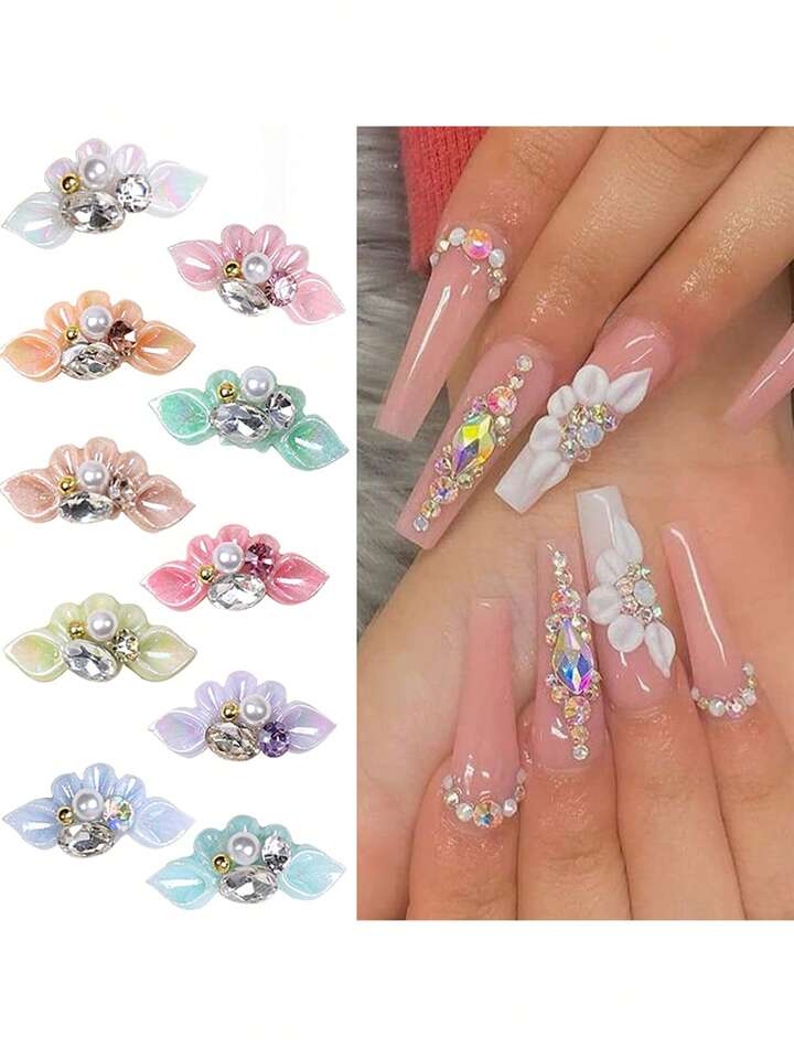 diseños de uñas con flores 3d