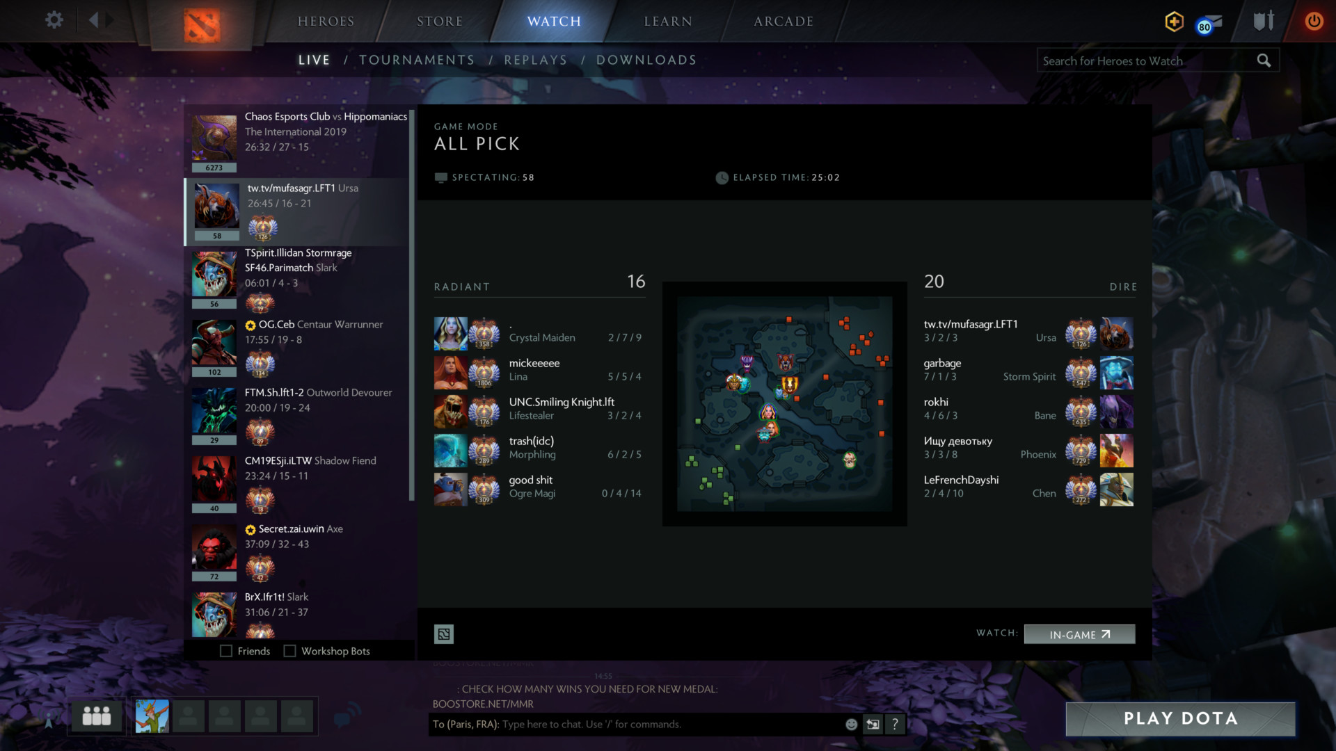 watch dota live