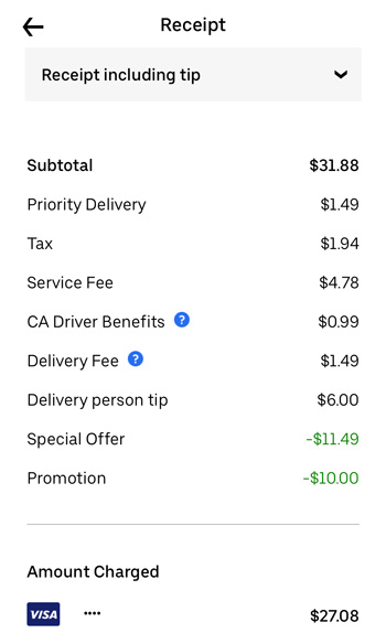 do uber drivers get discounts on uber eats