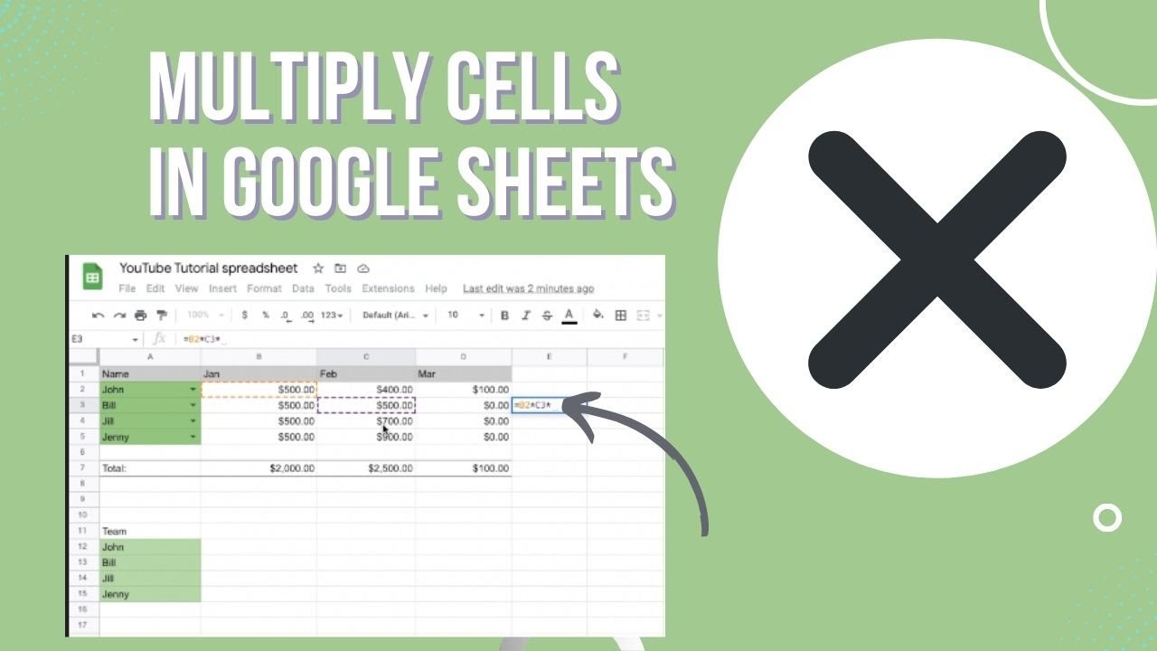 google sheets multiply