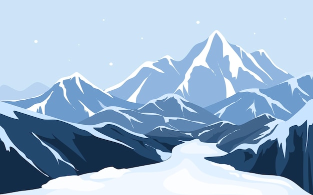 snowy mountains vector