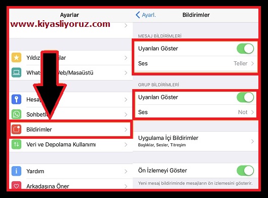 iphone whatsapp bildirim sesi gelmiyor