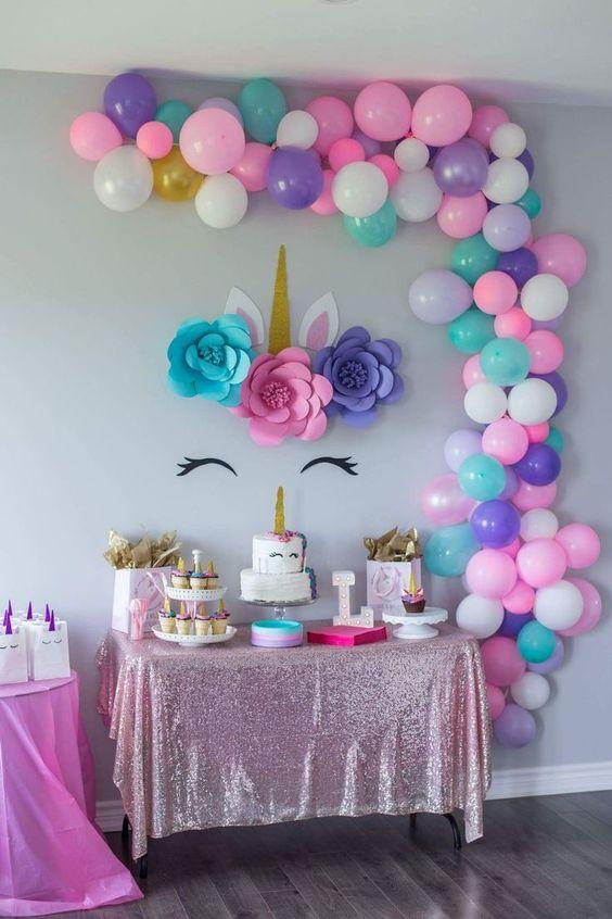 decoracion para fiesta de unicornio