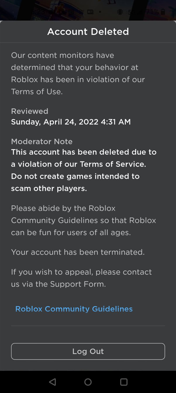 delete roblox account