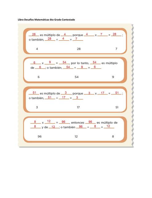 desafios matematicos 6 grado contestado