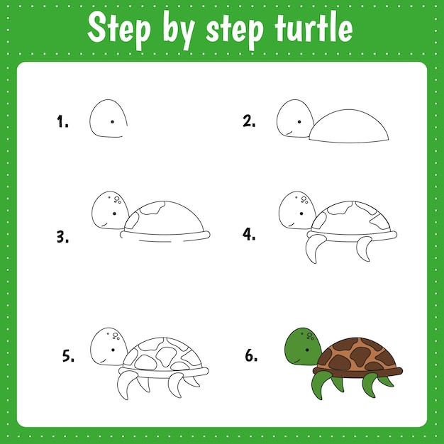 dibujo de tortuga facil para niños