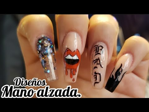 diseños de uñas con letras