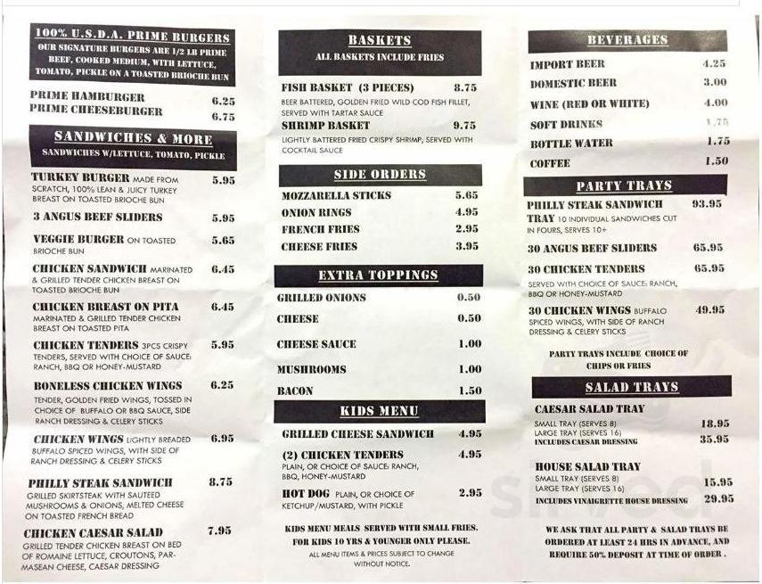 d.m. prime burgers menu