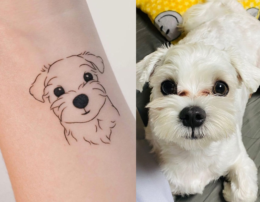 dog outline tattoo