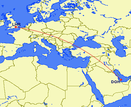 doha to london flight duration