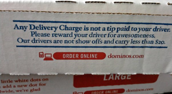 dominos delivery charge