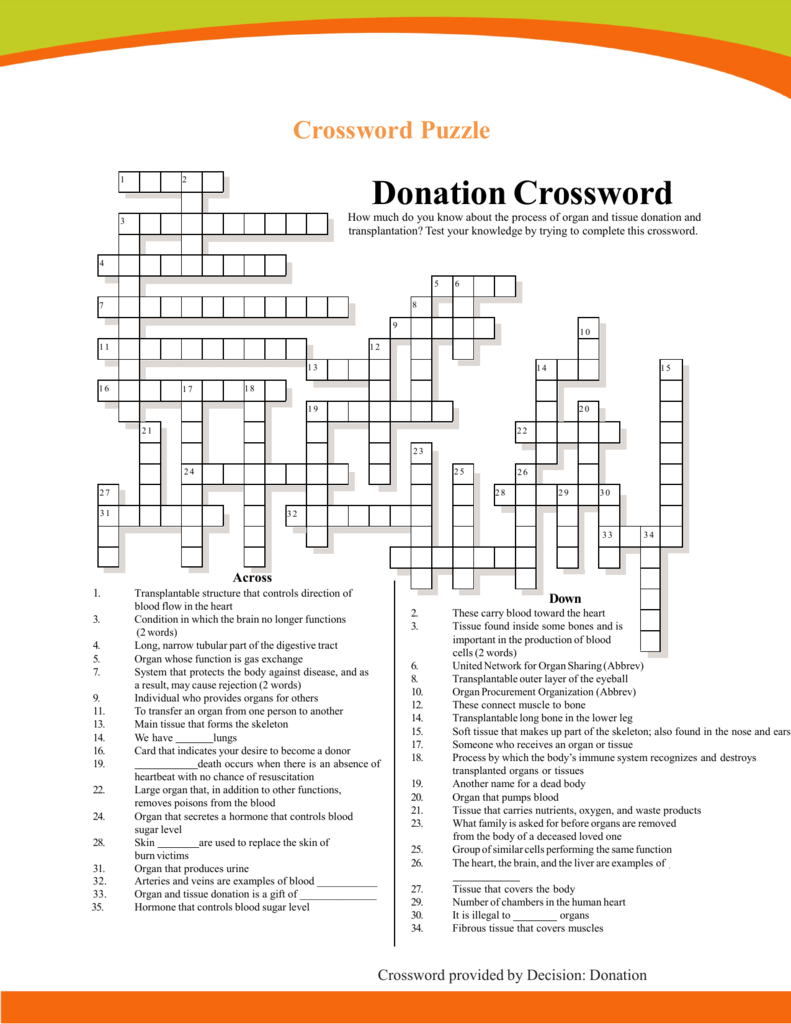 donations to the church crossword clue