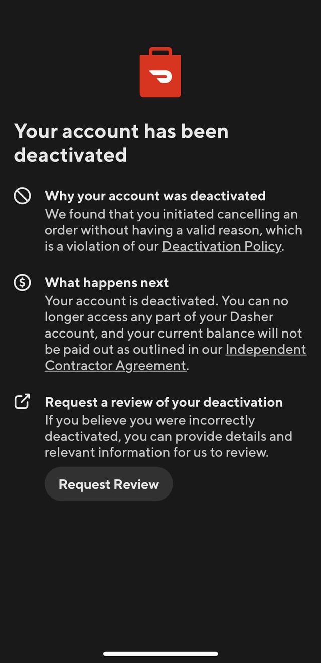 doordash deactivation policy