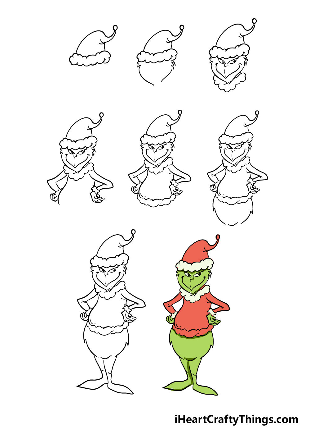 drawing the grinch step by step