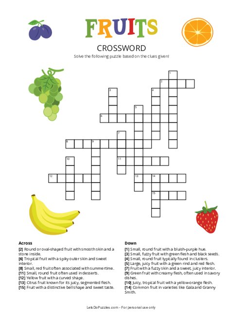 crossword clue tropical fruit