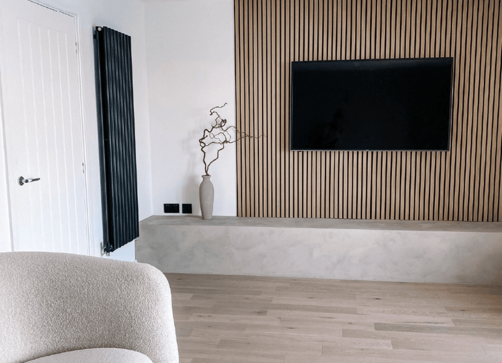 wood slats tv wall