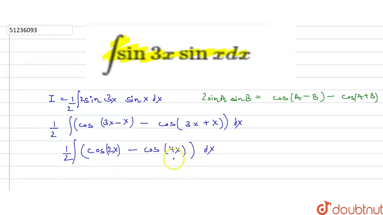 integrate sinx sin3x