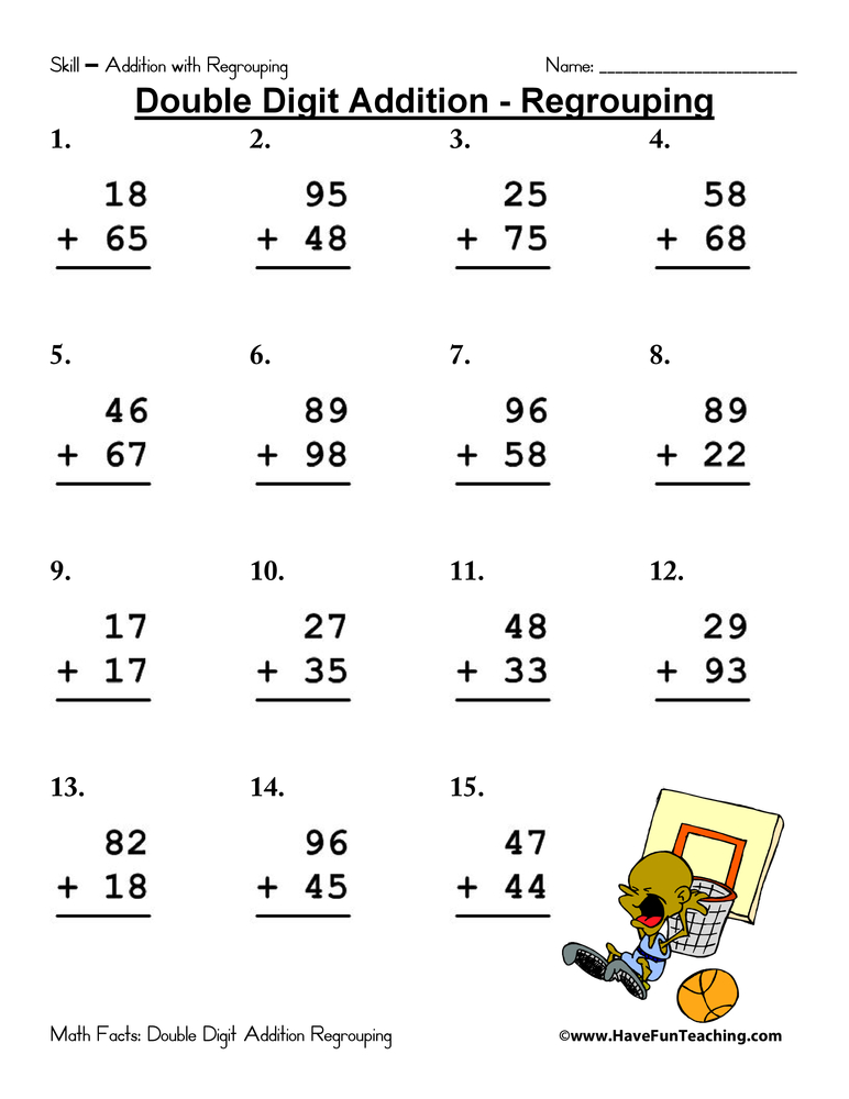 adding with regrouping worksheets