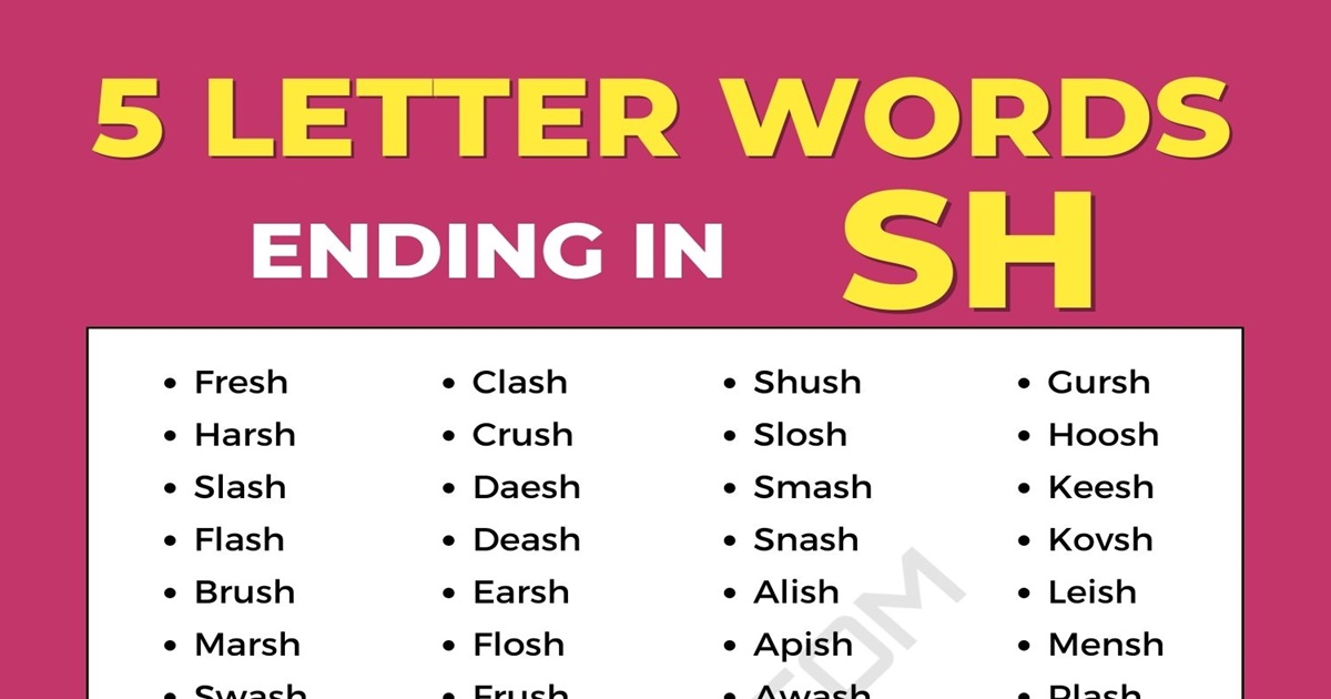 5 letter word ending in ash