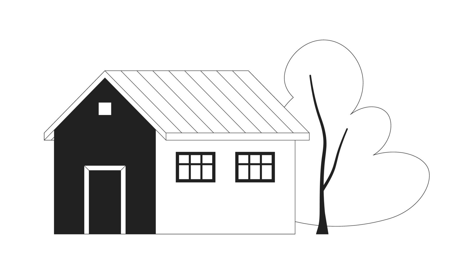 simple house clip art black and white