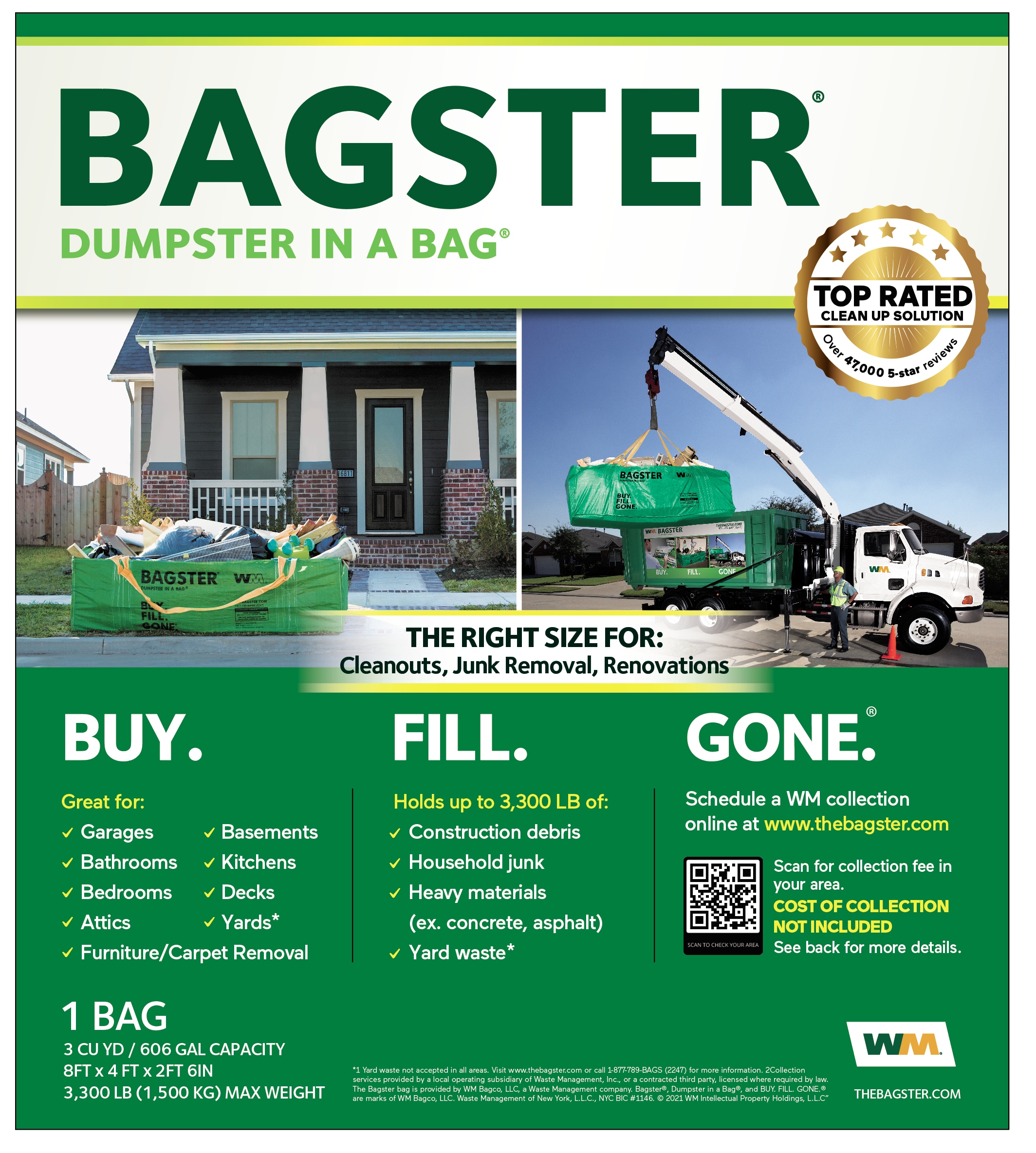 how much does bagster collection cost