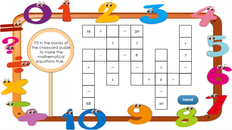 crossword puzzle with mathematical terms